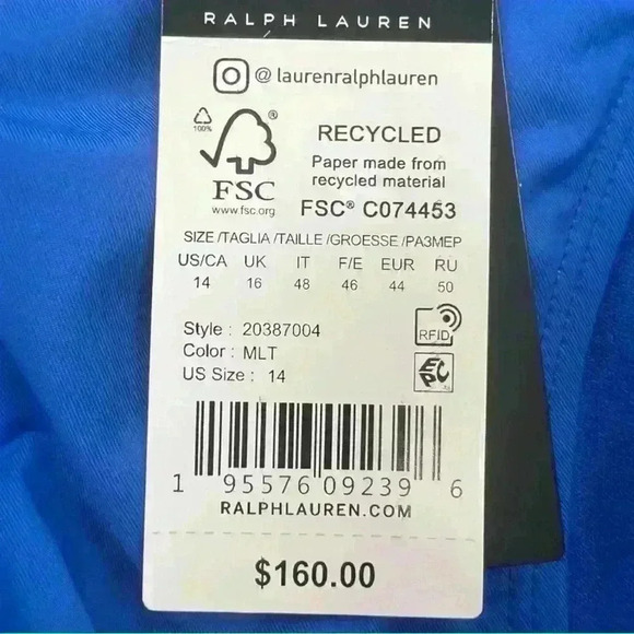 NWT Ralph Lauren Cabana Ombré One Shoulder One Piece Swimsuit Size 14 - Picture 3 of 5